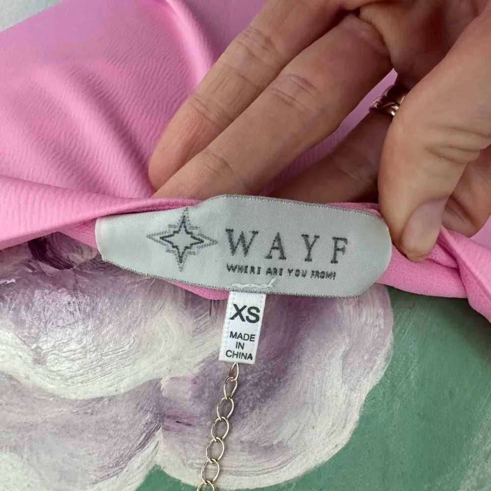 WAYF Tie Waist wrap blouse, pink, size XS - Picture 6 of 7
